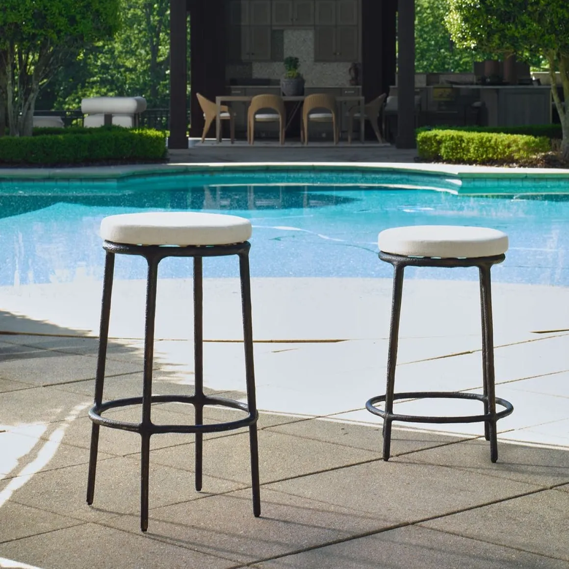Thayer Outdoor Barstool In Bronze