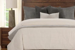 Ticking Stripe Duvet Set In Pewter / Smoke / Storm / Gray, Queen