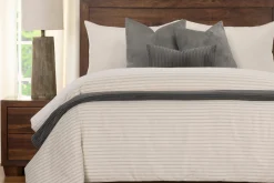 Ticking Stripe Duvet Set In Pewter / Smoke / Storm / Gray, Queen