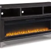 Todoe Fireplace Console W/ Insert In Gray