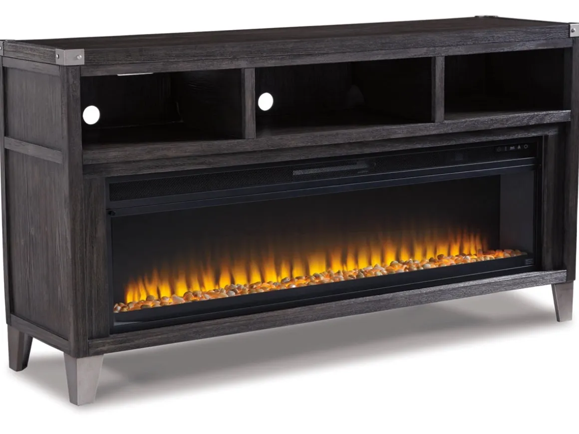 Todoe Fireplace Console W/ Insert In Gray