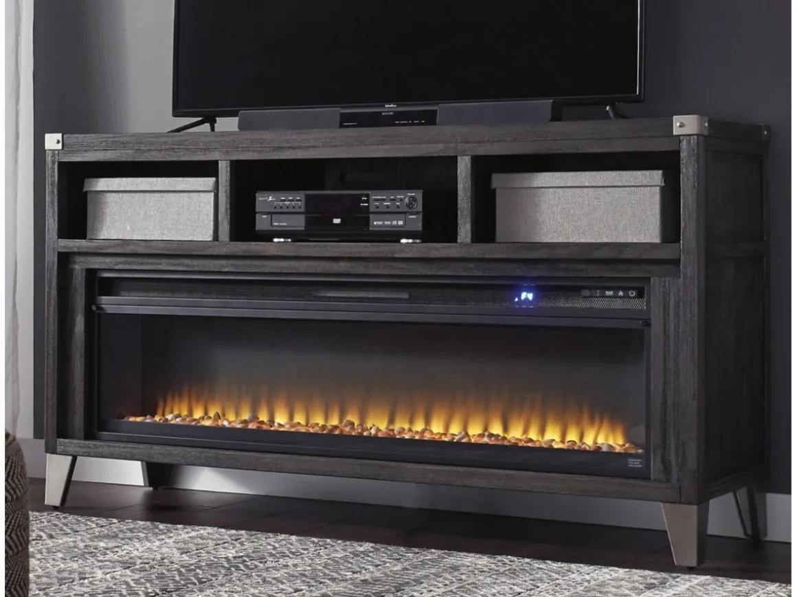 Todoe Fireplace Console W/ Insert In Gray