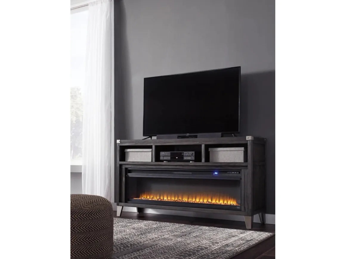 Todoe Fireplace Console W/ Insert In Gray