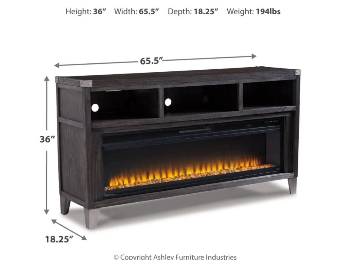 Todoe Fireplace Console W/ Insert In Gray