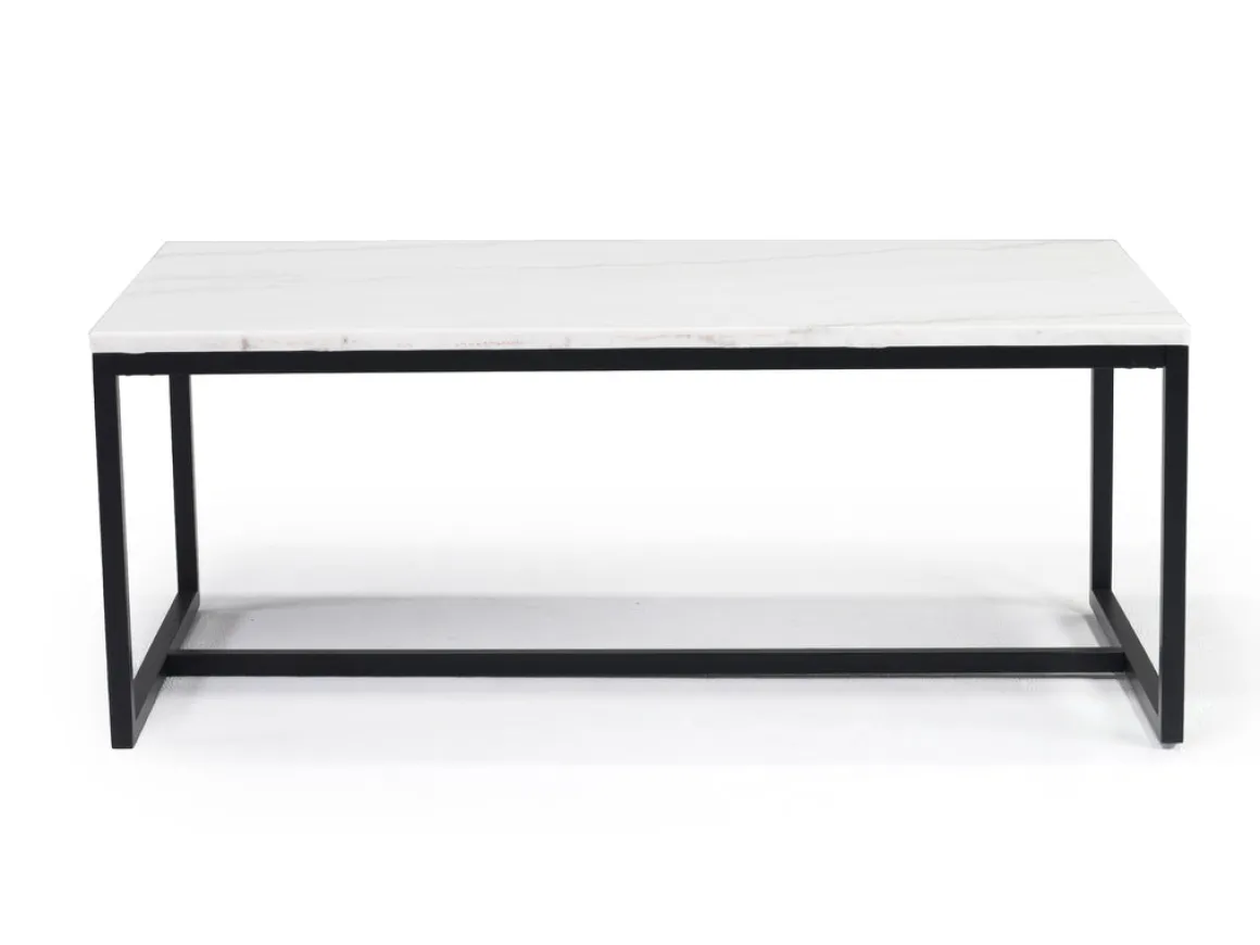 Torin Coffee Table In White Marble/Black