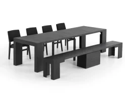 Transformer Extendable Dining Table, 4 Chairs & Bench In Scandinavian Oak