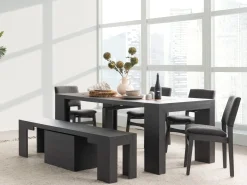 Transformer Extendable Dining Table, 4 Chairs & Bench In Scandinavian Oak