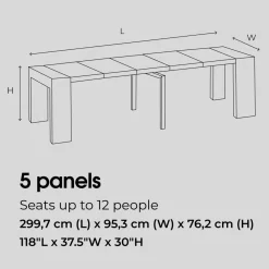 Transformer Extendable Dining Table, 4 Chairs & Bench In Scandinavian Oak