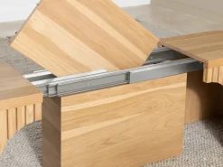 Transformer Round Extendable Dining Bench In Smoked Hickory Dark Gray