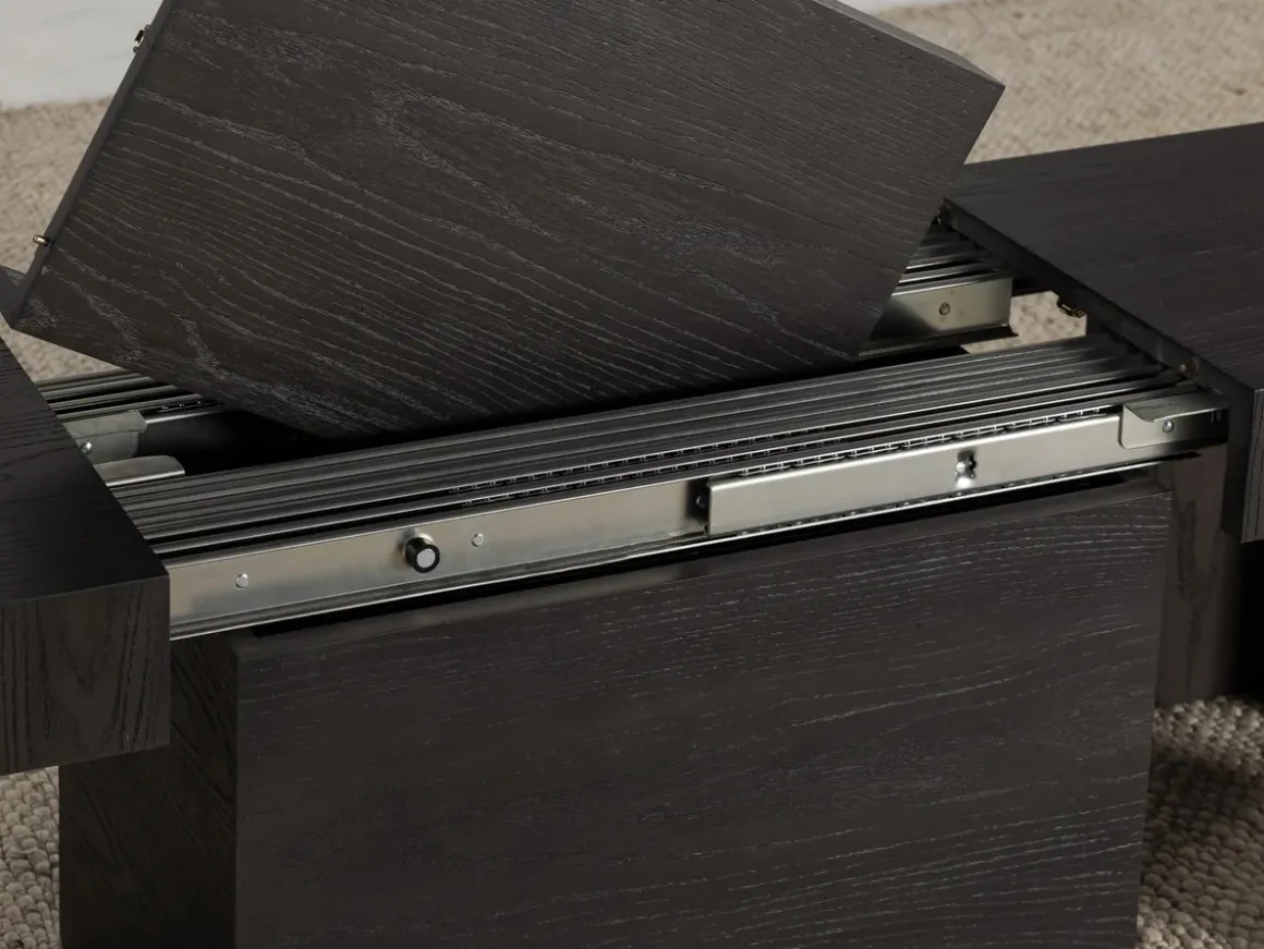 Transformer Round Extendable Dining Bench In Smoked Hickory Dark Gray