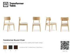 Transformer Round Extendable Dining Table, 4 Chairs & Bench In Scandinavian Oak