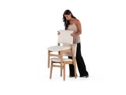 Transformer Stackable Side Chair In Scandinavian Oak & Creamy