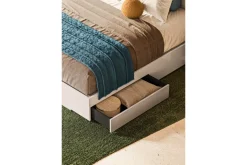Tullia Upholstered Panel Bed W/ Storage In Pearl Line/Eco Stone, Queen