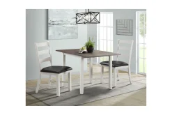 Tuttle Dining Table & 2 Chairs In White