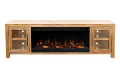 Tybee Fireplace Console In Black, 85 Inch