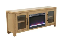 Tybee Fireplace Console In Black, 85 Inch