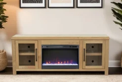 Tybee Fireplace Console In Black, 85 Inch