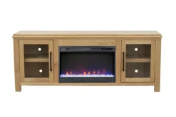 Tybee Fireplace Console In Black, 85 Inch