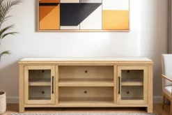 Tybee Media Console In Natural, 85 Inch