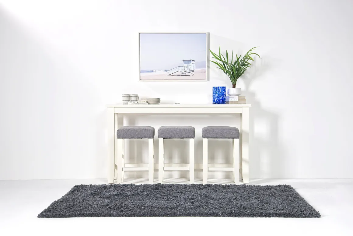 Urban Sofa Bar Table W/ 3 Stools In White