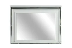 Valentino Panel Bed, Dresser, Mirror & Nightstand In Silver, Twin