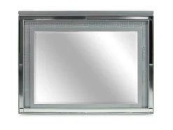 Valentino Panel Bed, Dresser, Mirror & Nightstand In Silver, Twin