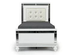 Valentino Panel Bed In White, Twin