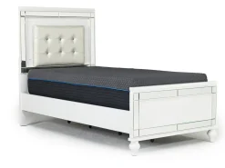 Valentino Panel Bed In White, Twin