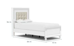 Valentino Panel Bed In White, Twin