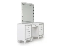 Valentino Vanity, Mirror & Stool In Silver