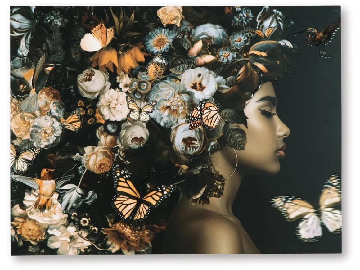 Valfer Female W/ Floral Wall Art