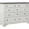 Valley Ridge Dresser In White Gray Finish