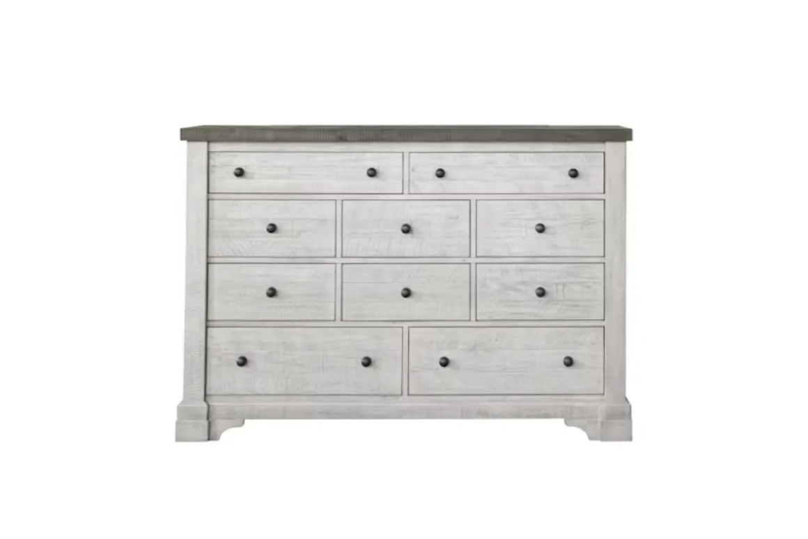 Valley Ridge Dresser In White Gray Finish