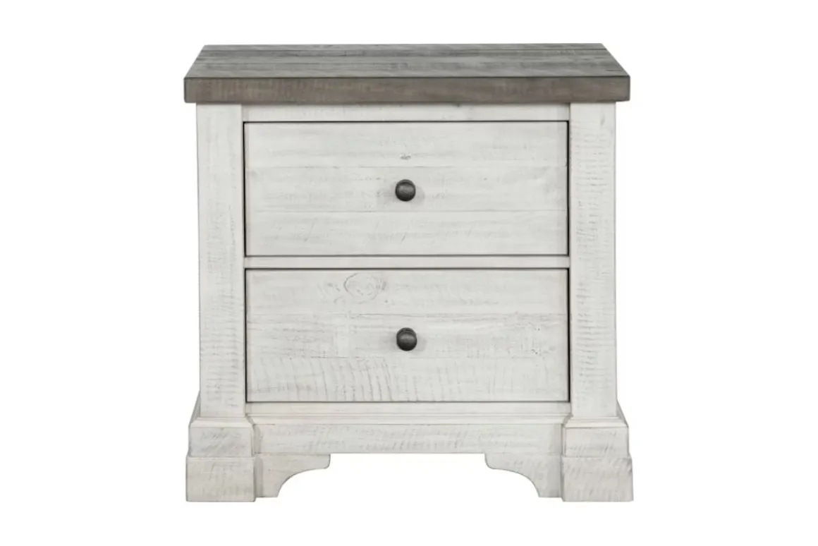 Valley Ridge Nightstand In White Gray Finish