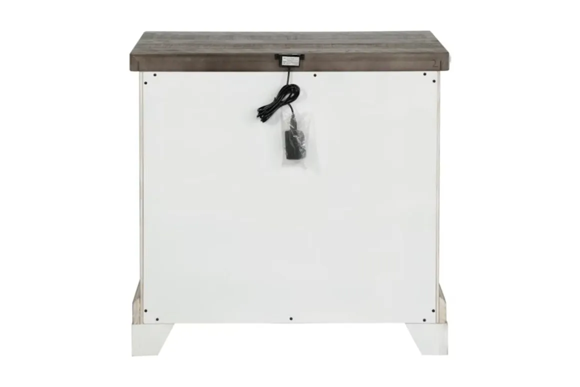 Valley Ridge Nightstand In White Gray Finish