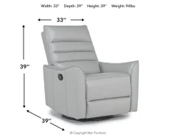 Vasco Recliner In Dallas Light Gray Leather