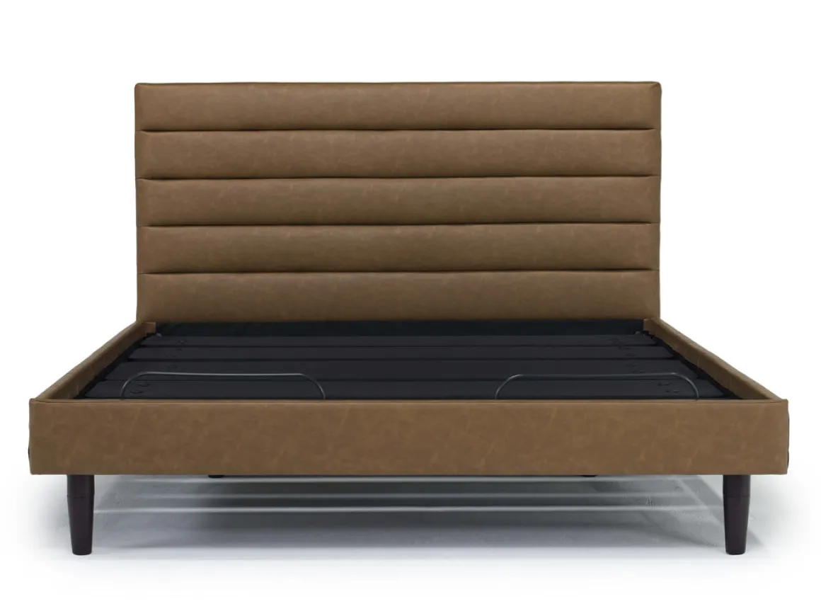 Vista Upholstered Adjustable Foundation Bed In Charcoal, Full