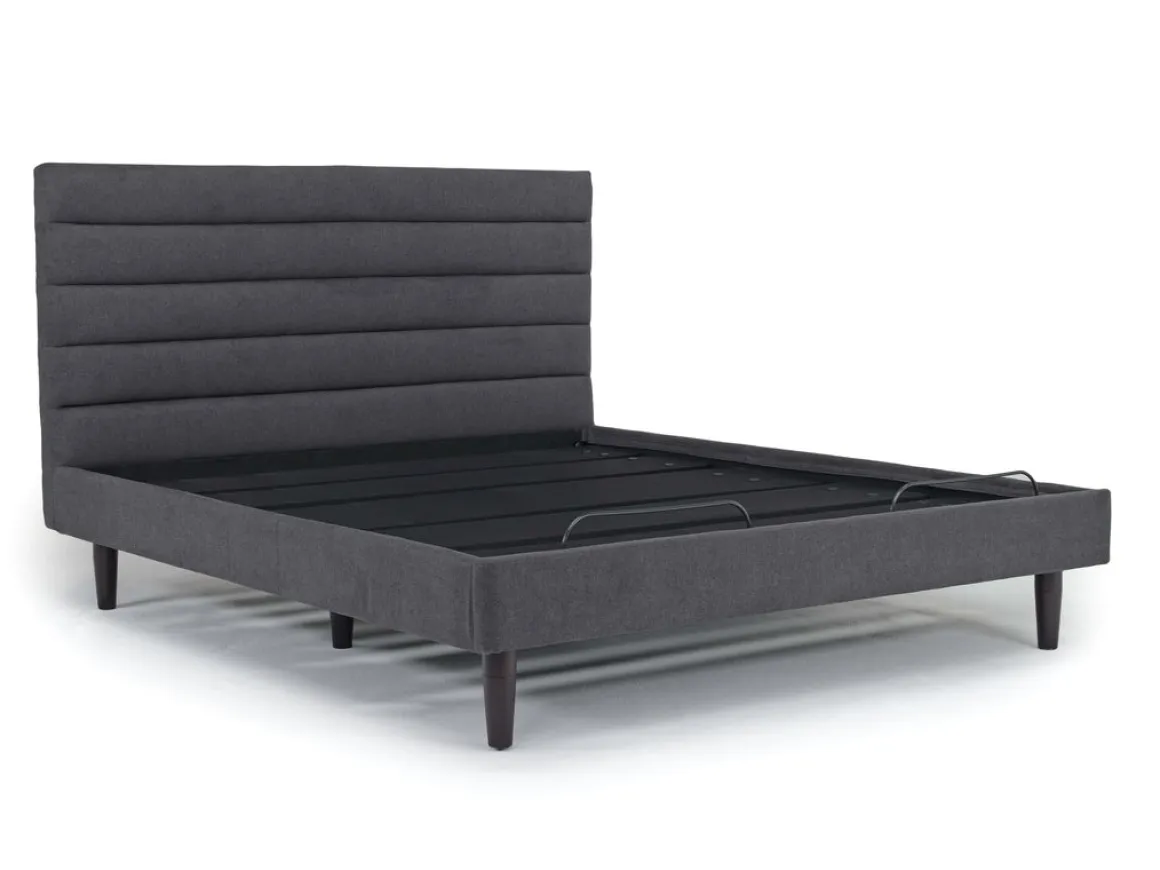 Vista Upholstered Adjustable Foundation Bed In Charcoal, Full