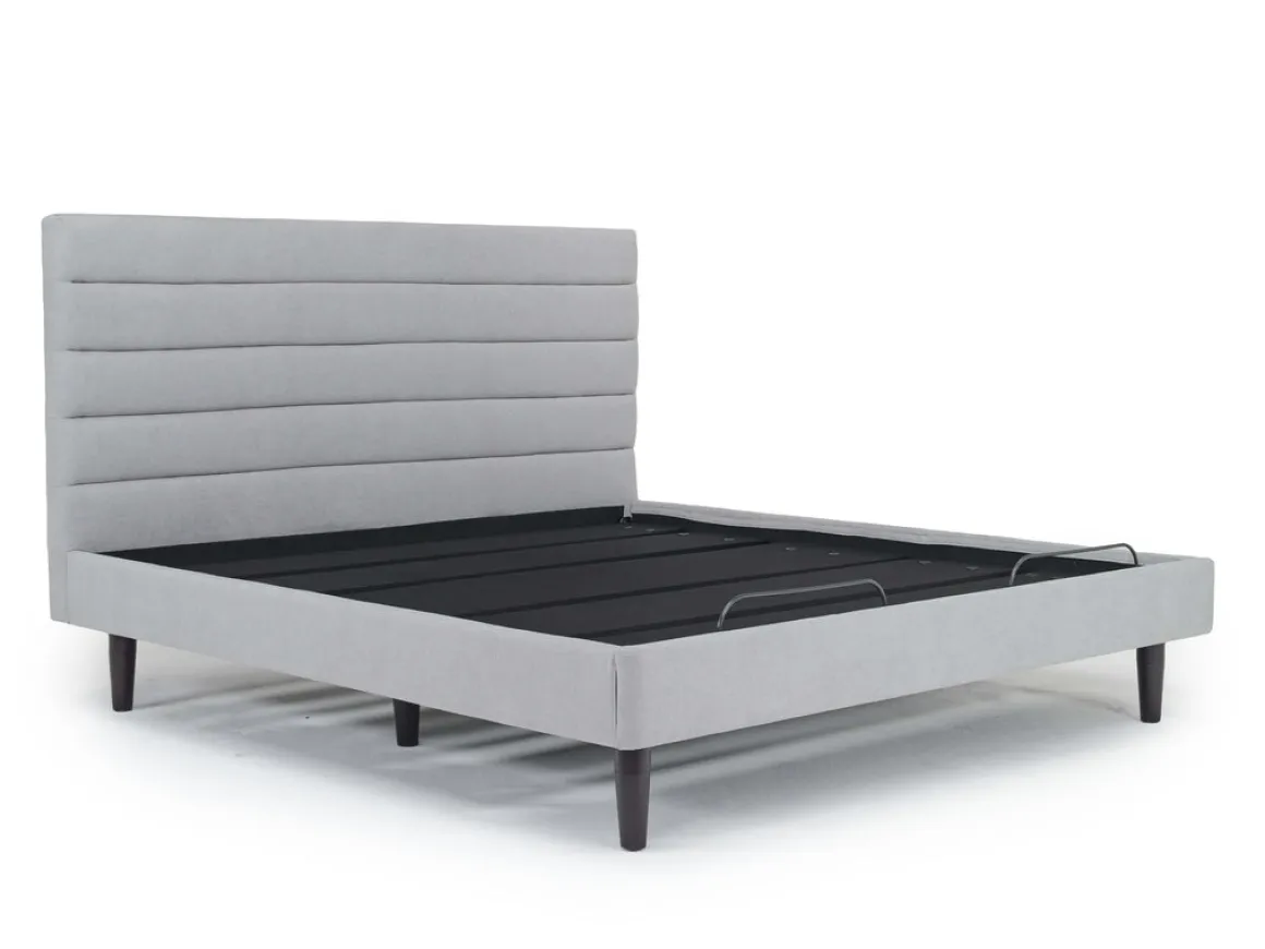 Vista Upholstered Adjustable Foundation Bed In Charcoal, Full