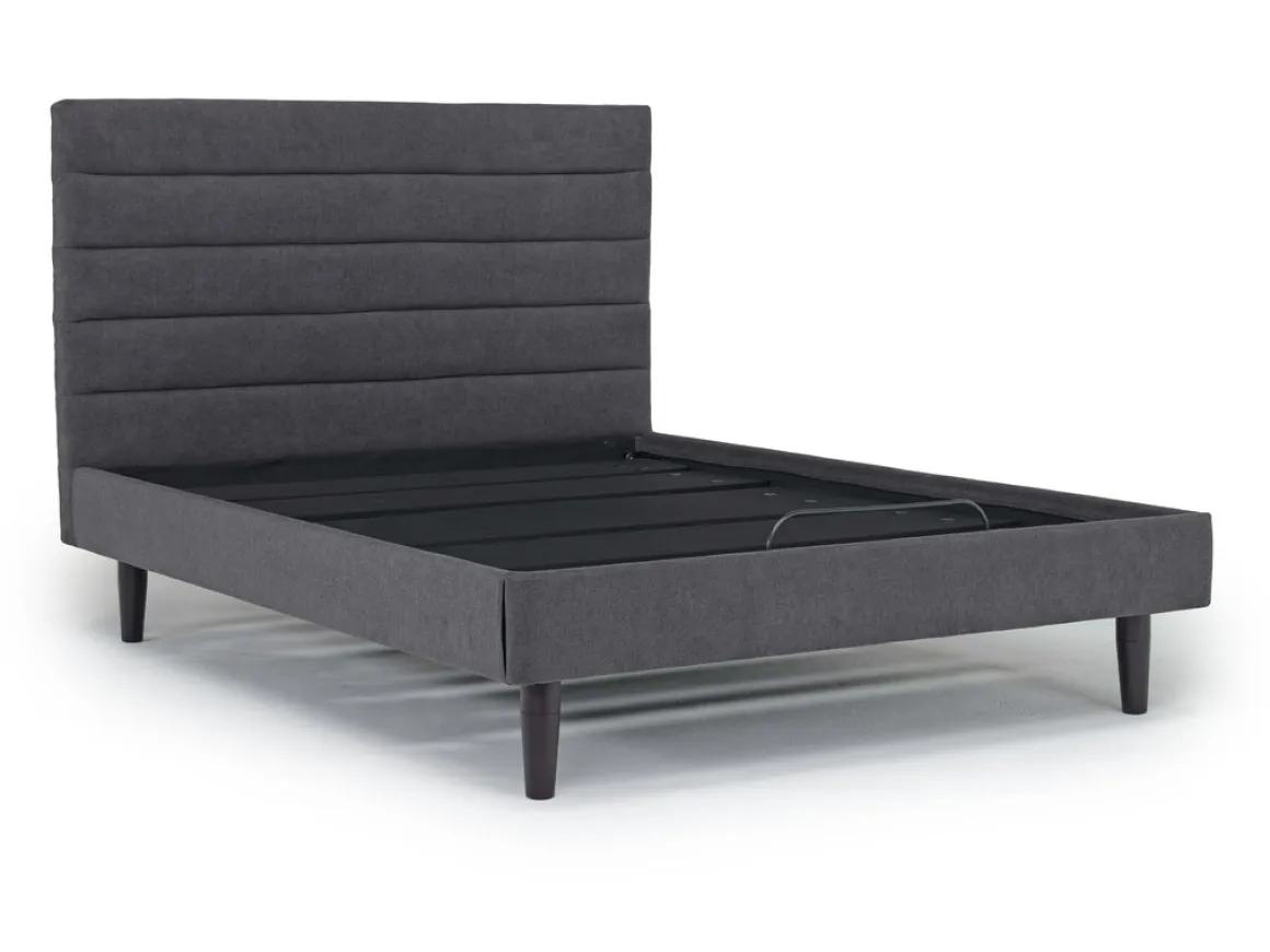 Vista Upholstered Adjustable Foundation Bed In Charcoal, Full