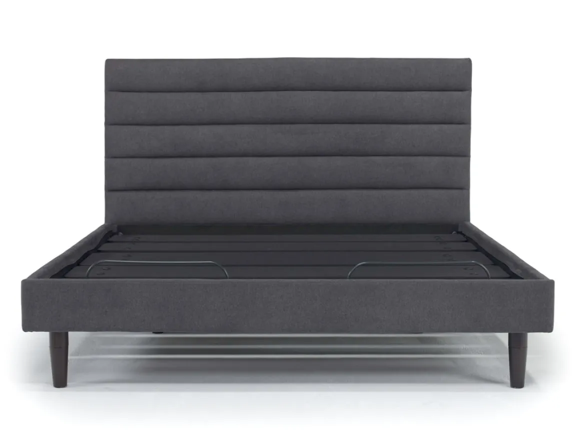 Vista Upholstered Adjustable Foundation Bed In Charcoal, Full