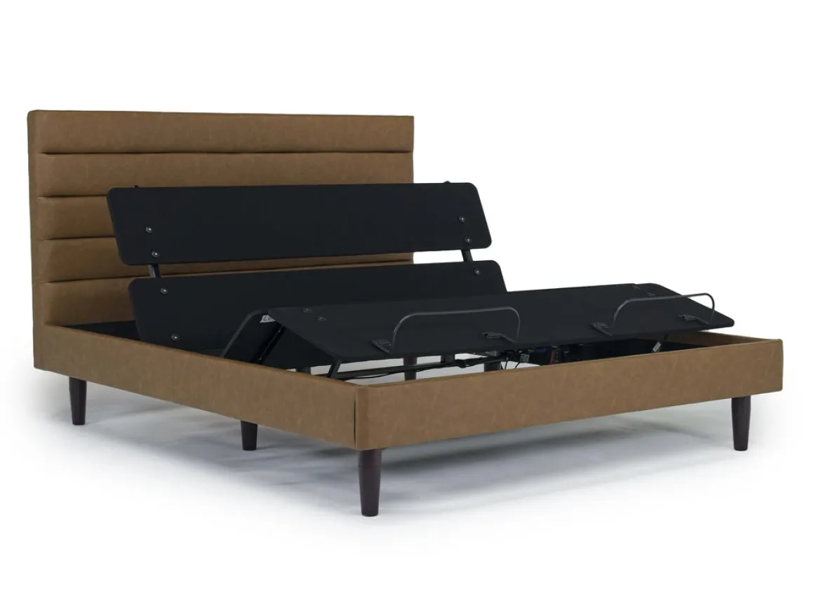 Vista Upholstered Adjustable Foundation Bed In Charcoal, Full