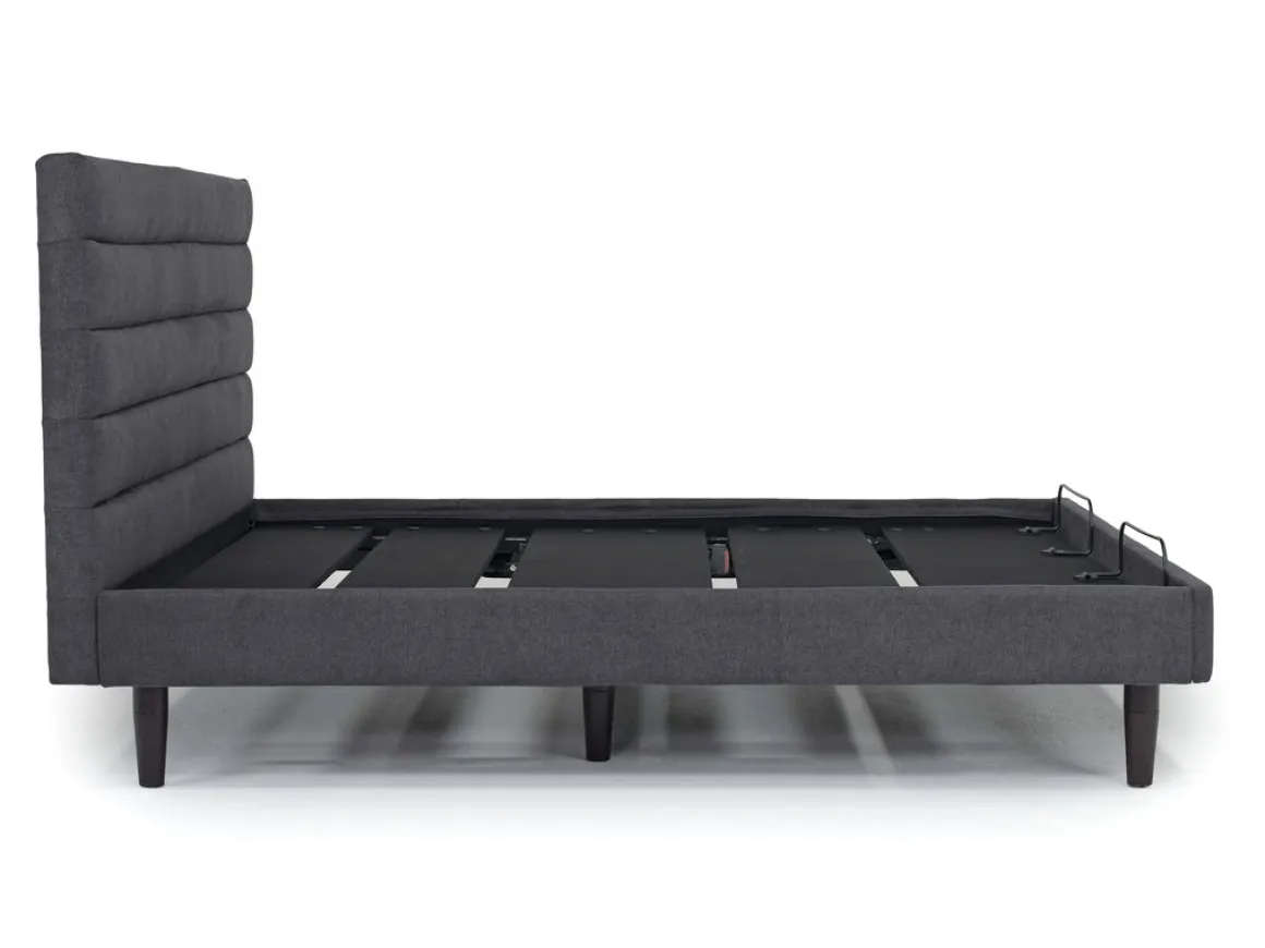 Vista Upholstered Adjustable Foundation Bed In Charcoal, Full