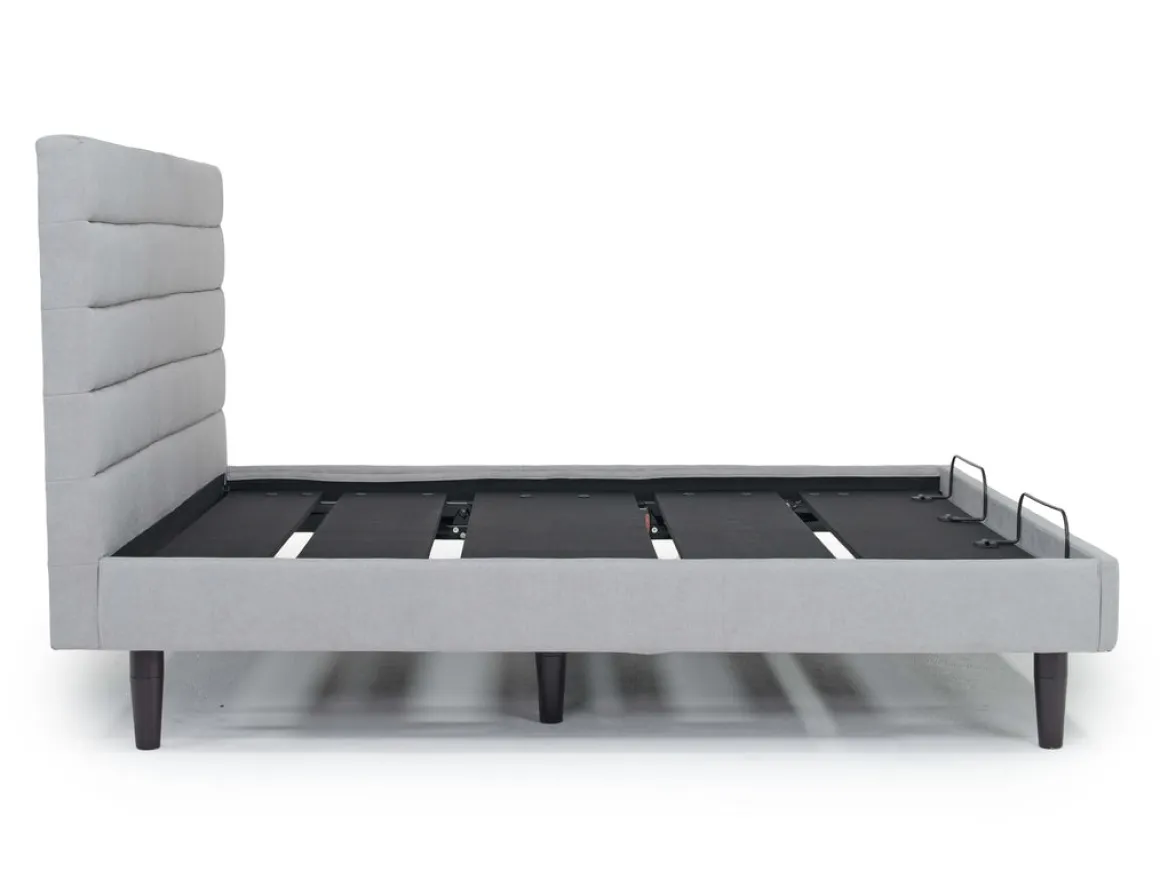 Vista Upholstered Adjustable Foundation Bed In Charcoal, Full