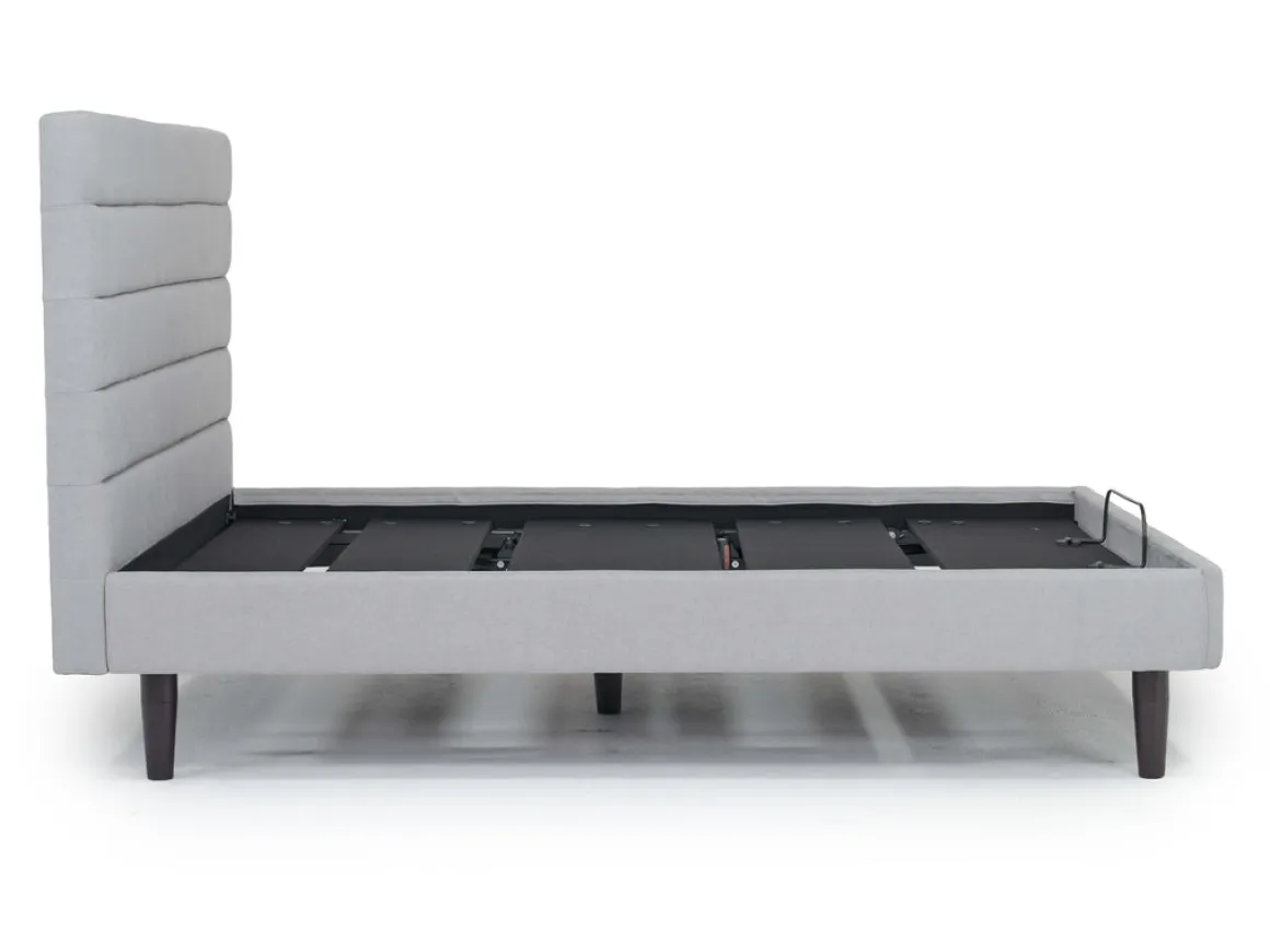 Vista Upholstered Adjustable Foundation Bed In Charcoal, Full