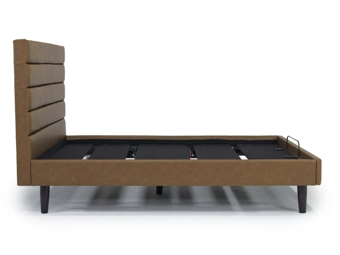 Vista Upholstered Adjustable Foundation Bed In Charcoal, Full