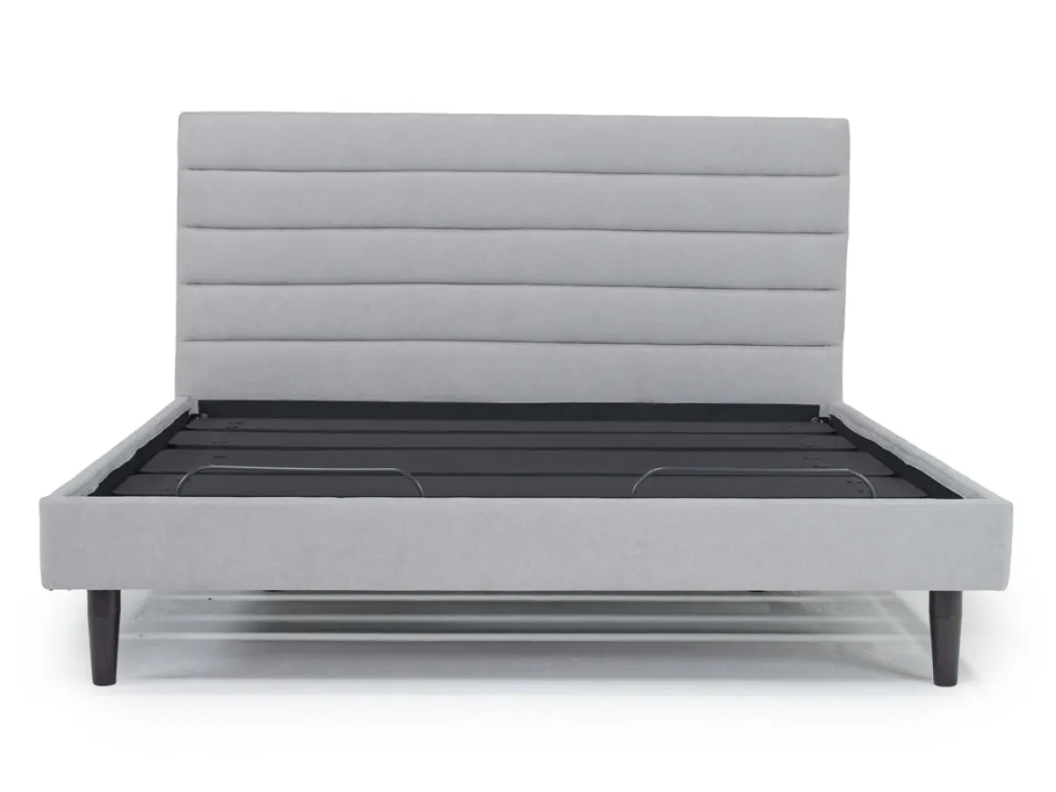 Vista Upholstered Adjustable Foundation Bed In Charcoal, Full