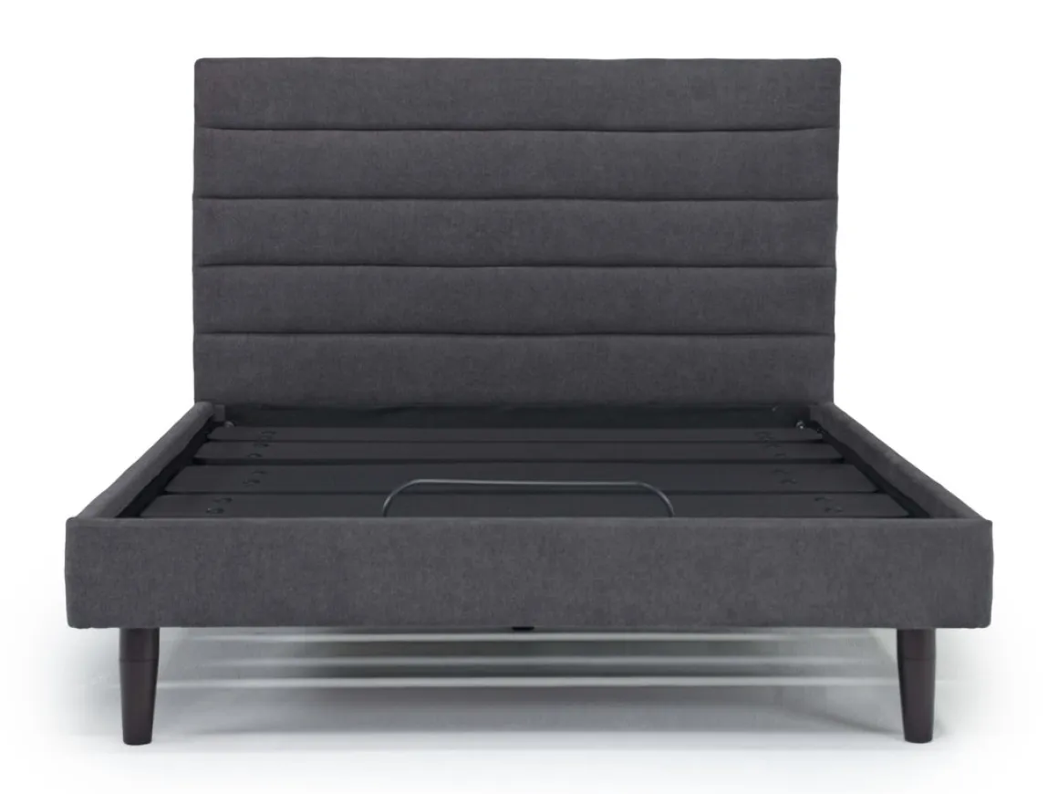 Vista Upholstered Adjustable Foundation Bed In Charcoal, Full