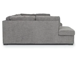 Vivian Full Pullout Dual Chaise Sectional In Gray Fabric, Right Facing