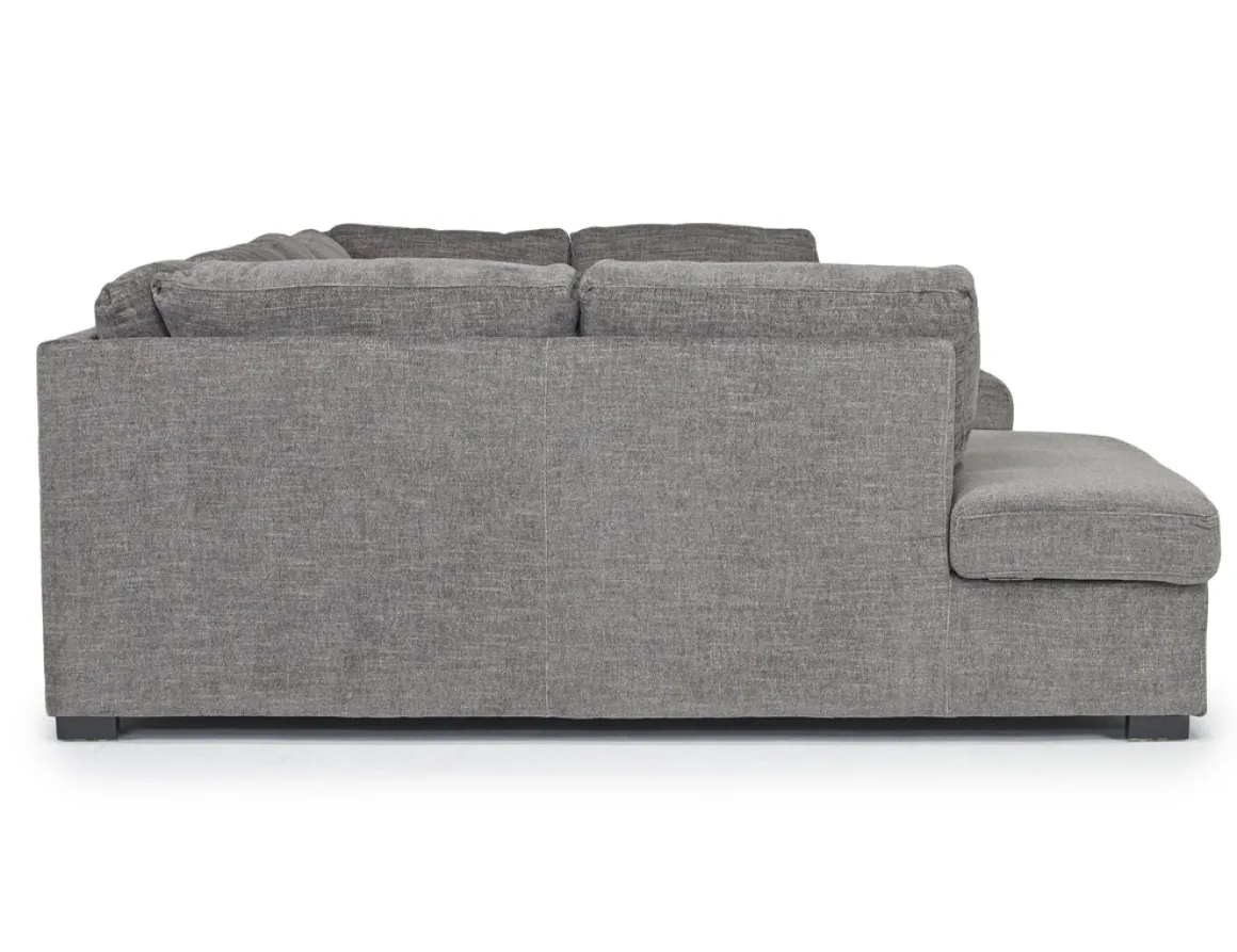Vivian Full Pullout Dual Chaise Sectional In Gray Fabric, Right Facing